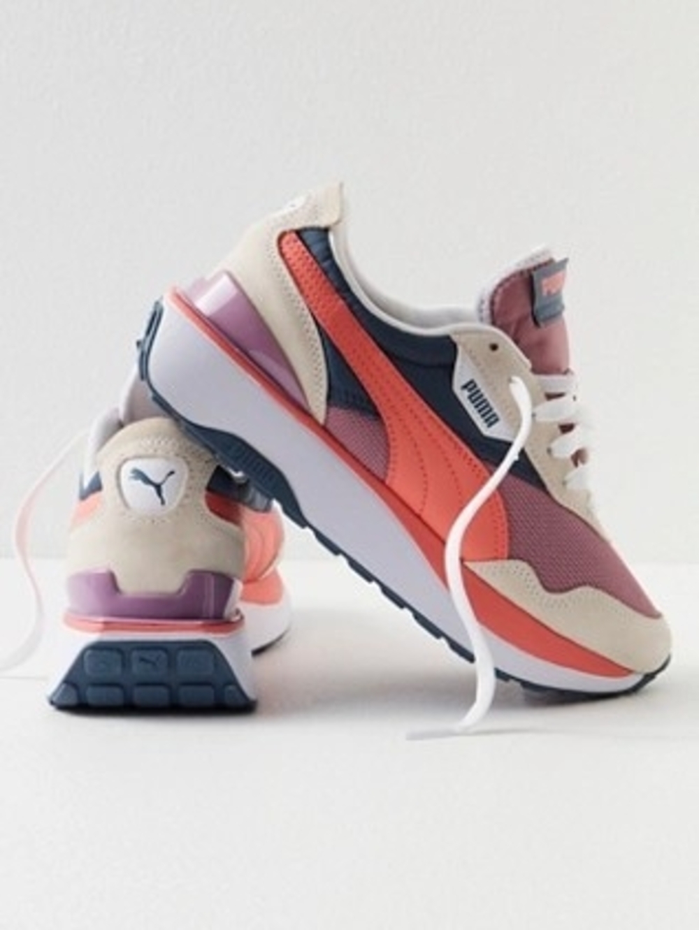 Puma Women’s Retro Runner Sneakers in Coral, Navy & Cream
